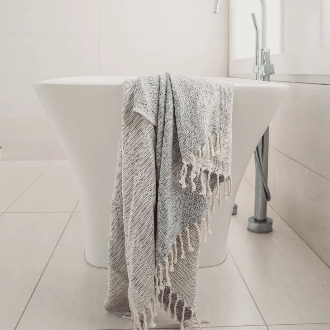 Pokoloko - Striped Bamboo Towel - Mixed Grey