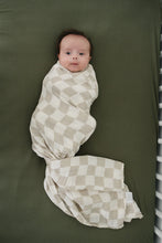 Load image into Gallery viewer, Mebie Baby - Taupe Checkered Muslin Swaddle

