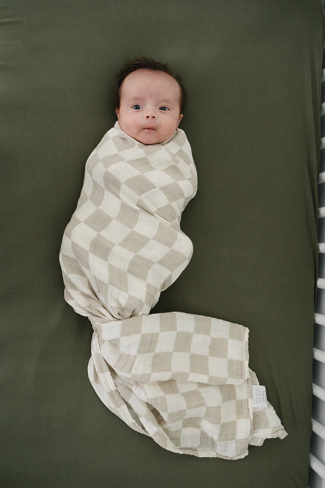 Mebie Baby - Taupe Checkered Muslin Swaddle