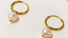 Load image into Gallery viewer, The “Reece” Gold Pearl Drop Earrings

