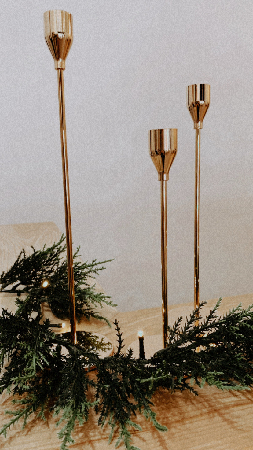 Gold Candlesticks - set of three